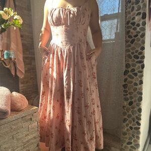 Reformation Pink Floral A-Line Skirt